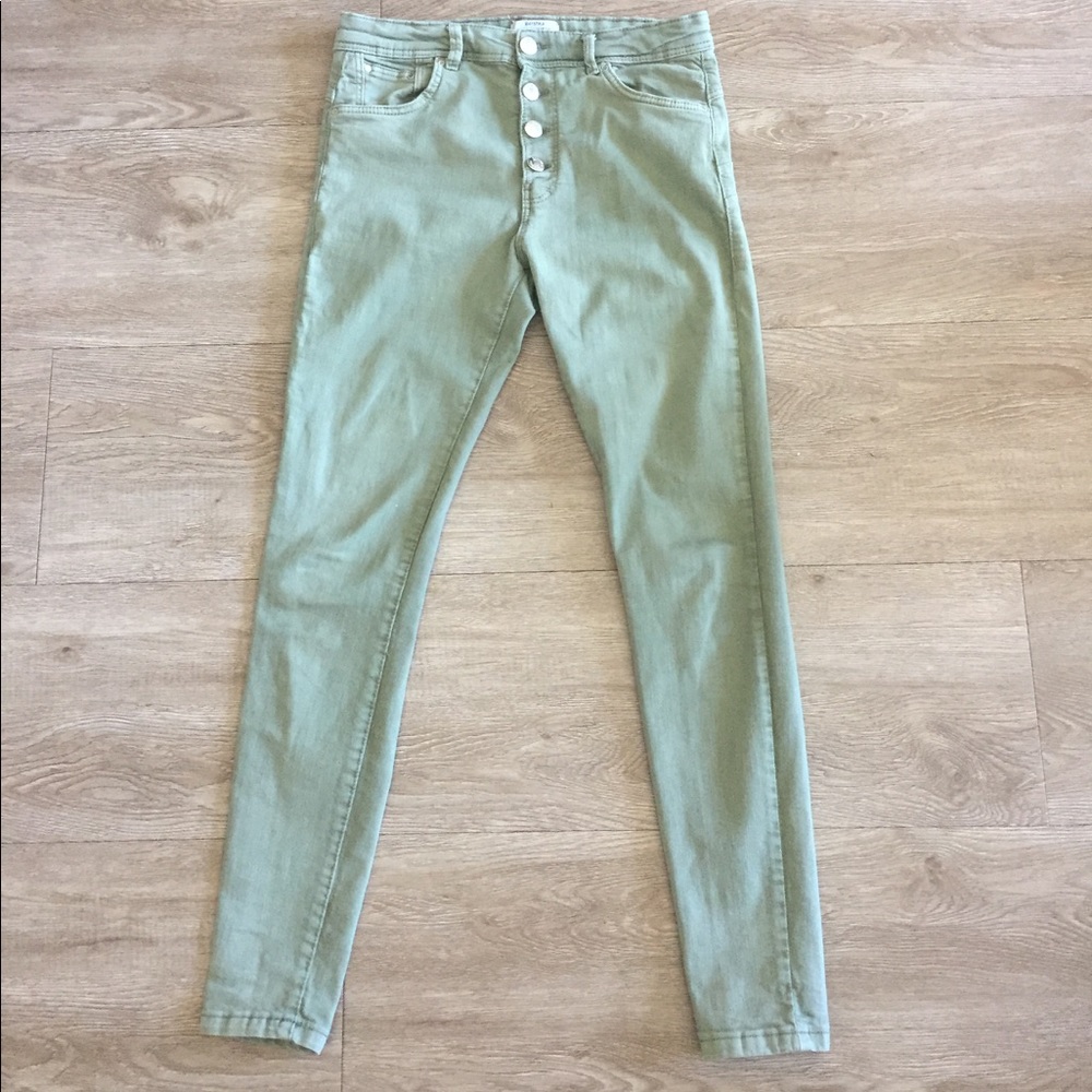 Bershka Light Green Denim Pant